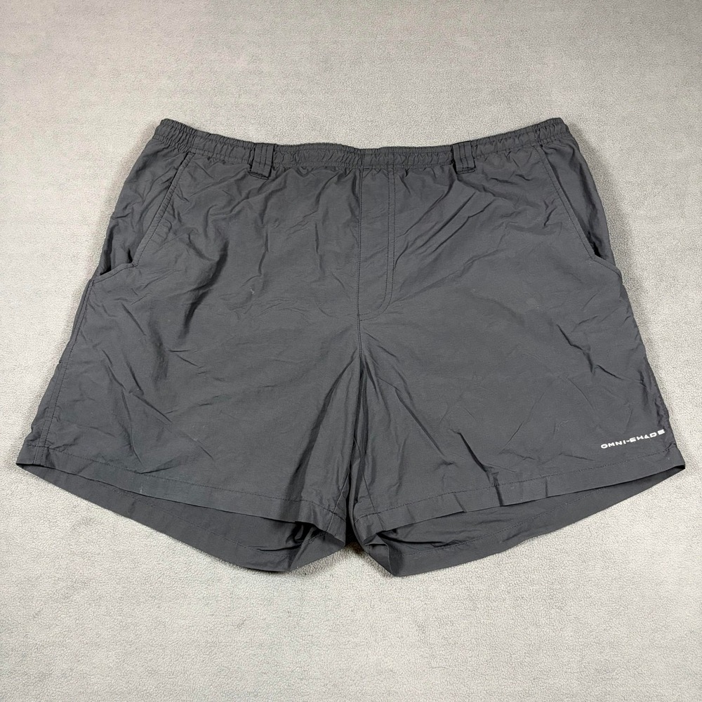 Columbia PFG Fishing Shorts Mens L Gray Omni-Shade Nylon Mesh Lined
